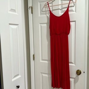 Mid length red spaghetti strap spring/summer dress
